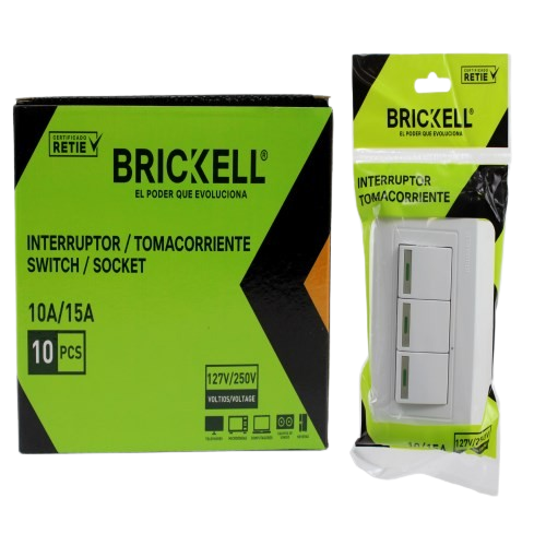 INTERRUPTOR APAGADOR TRIPLE BLANCO L/V UNID BRICKELL