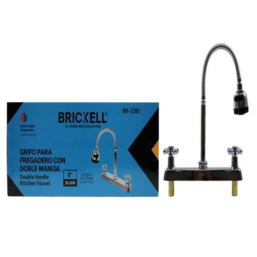 LLAVE DOBLE PARA FREGADERO ACERO INOXIDABLE 8" UNID BRICKELL