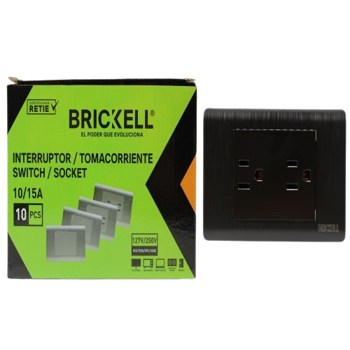 TOMA CORRIENTE DOBLE CON TIERRA NEGRO MODERNO UND BRICKELL