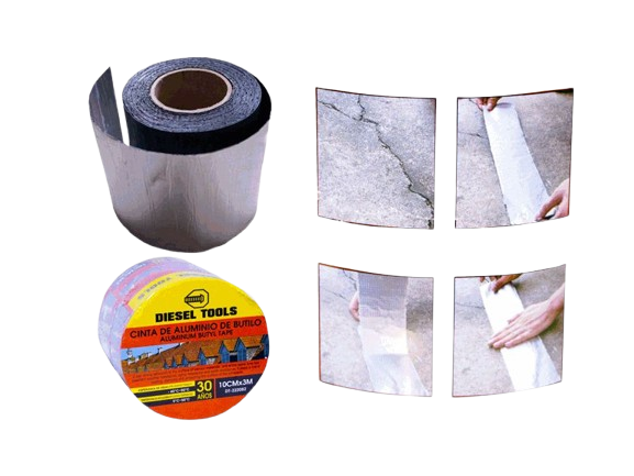 CINTA IMPERMEABLE DE BUTILO 10cm x 3M (GROSOR 1MM) EXT FUERTE UNID DIESEL TOOLS