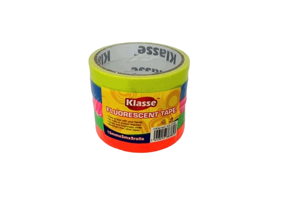 TIRRO MASKING TAPE COLORES FLORECENTE 15MMx5METROS 5 ROLLOS UNID KLASSE