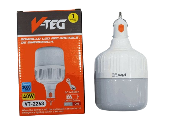 BOMBILLO LED RECARGABLE 40W USB UNID V-TEG