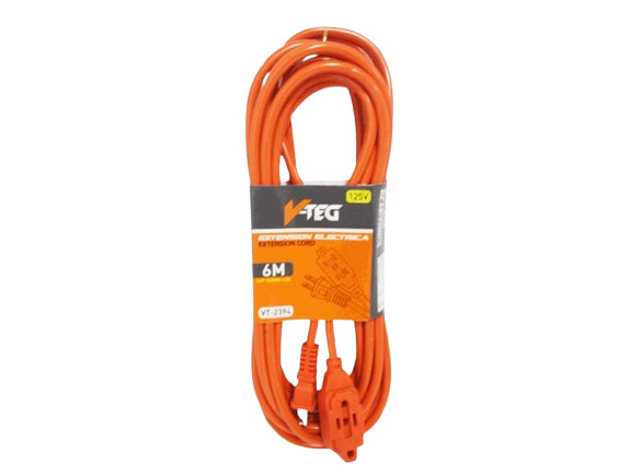 EXTENSION ELECTRICA NARANJA 6 METROS 125V UNID V-TEG
