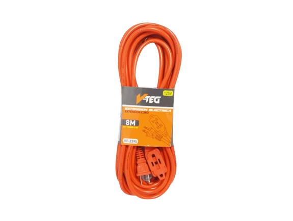 EXTENSION ELECTRICA NARANJA 8 METROS 125V UNID V-TEG