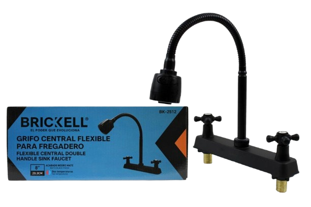 LLAVE DE FREGADERO CENTRAL FLEXIBLE 8" M/T CRUZ NEGRO UNID BRICKELL