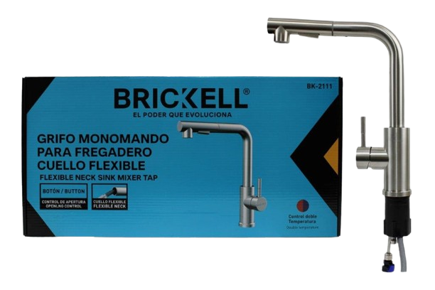 LLAVE DE FREGADERO MONOMANDO FLEXIBLE AC INOX UNID BRICKELL