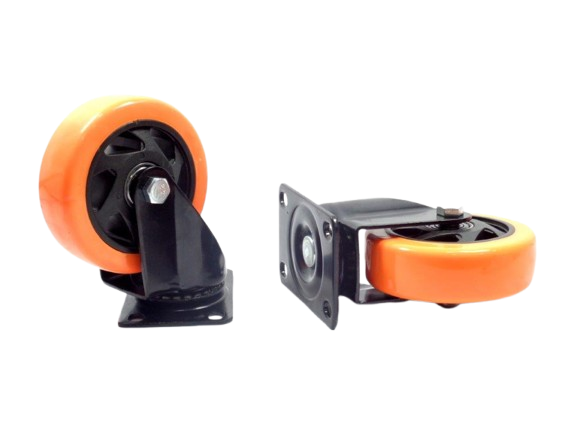 RUEDA GIRATORIA 4" POLIURETANO SIN FRENO NARANJA UNID BRICKELL