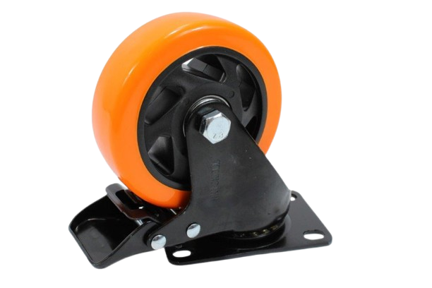 RUEDA GIRATORIA 4" POLIURETANO CON FRENO NARANJA UNID BRICKELL