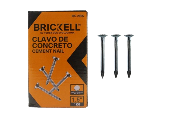 CLAVO DE ACERO GALVANIZADO 1 1/2" E=4MM 1KG UNID BRICKELL