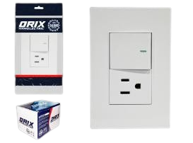 INTERRUPTOR APAGADOR + TOMA BLANCO UNID ORIX