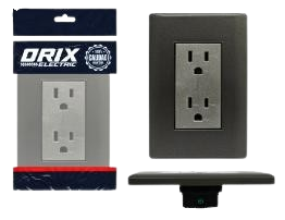 TOMA CORRIENTE DOBLE CON TIERRA GRIS OSCURO UNID ORIX