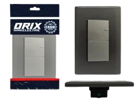INTERRUPTOR APAGADOR DOBLE GRIS OSCURO UNID ORIX