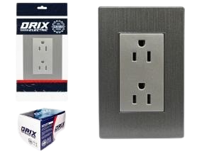 TOMA CORRIENTE DOBLE CON TIERRA GRIS UNID ORIX