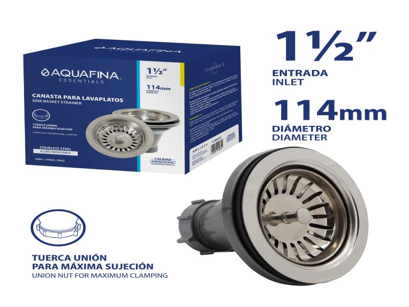 DESAGUE FREG CON CANASTA 1 1/2"-114MM EXTENSION TUERCA REFORZ UNID AQUAFINA