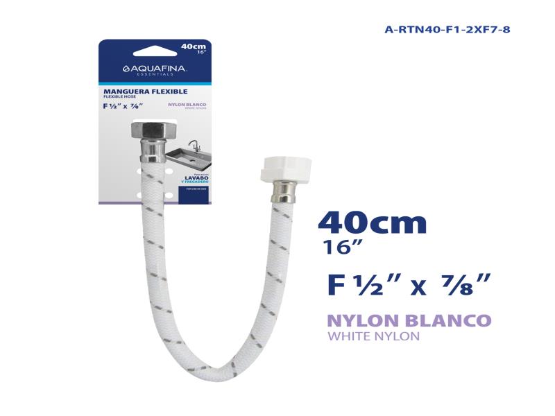 CANILLA FLEXIBLE DE NYLON BLANCO 1/2"X7/8" 40CM UNID AQUAFINA