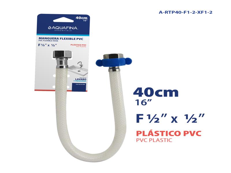 CANILLA FLEXIBLE DE PVC BLANCO 1/2"X1/2" 40CM UNID AQUAFINA