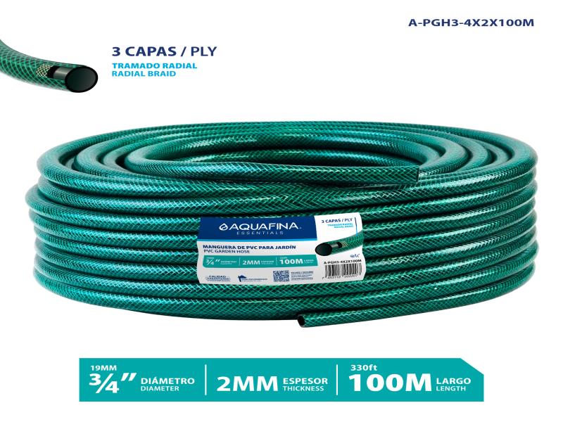 MANGUERA PARA JARDIN 3/4"X2MMX100MTS UNID AQUAFINA