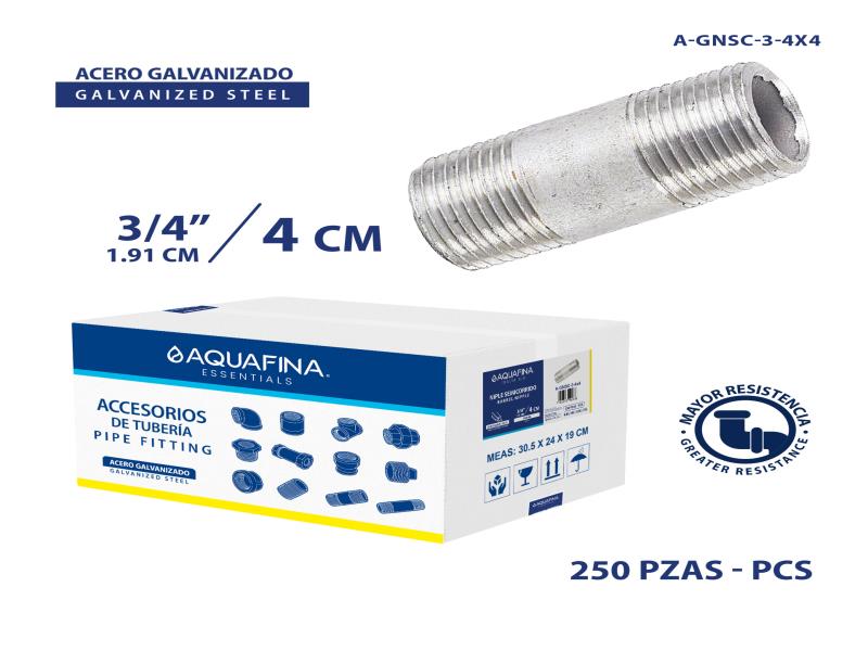 NIPLE DE ACERO GALVANIZADO 3/4"X 4CM UNID AQUAFINA