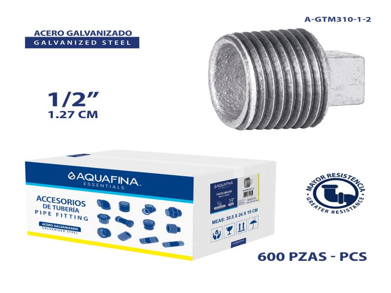 TAPÓN MACHO  GALVANIZADO  1/2" MR UNID AQUAFINA