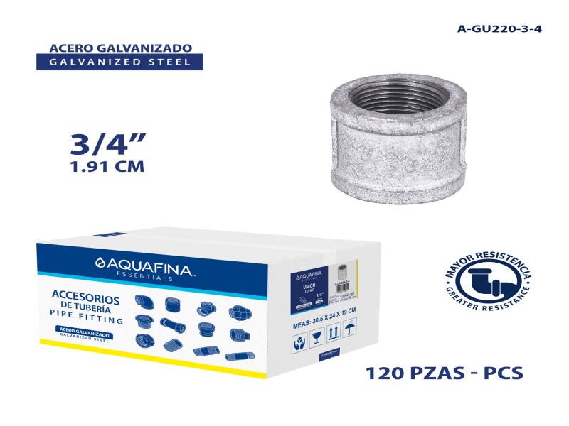 UNIÓN DE ACERO GALVANIZADO 3/4" UNID AQUAFINA