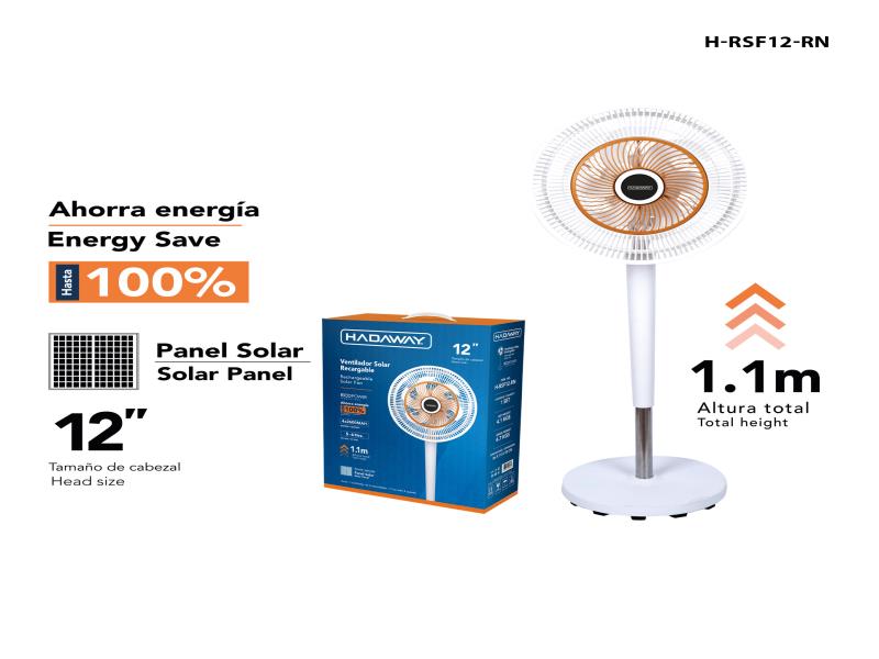 VENTILADOR INALÁMBRICO DE 12" PEDESTAL RECARGABLE UNID HADAWAY