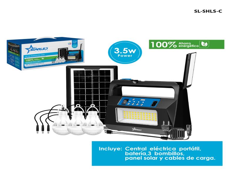 KIT DE ILUMINACION SOLAR 10 PIEZAS-INCLUYE PANEL SOLAR UNID STARLED