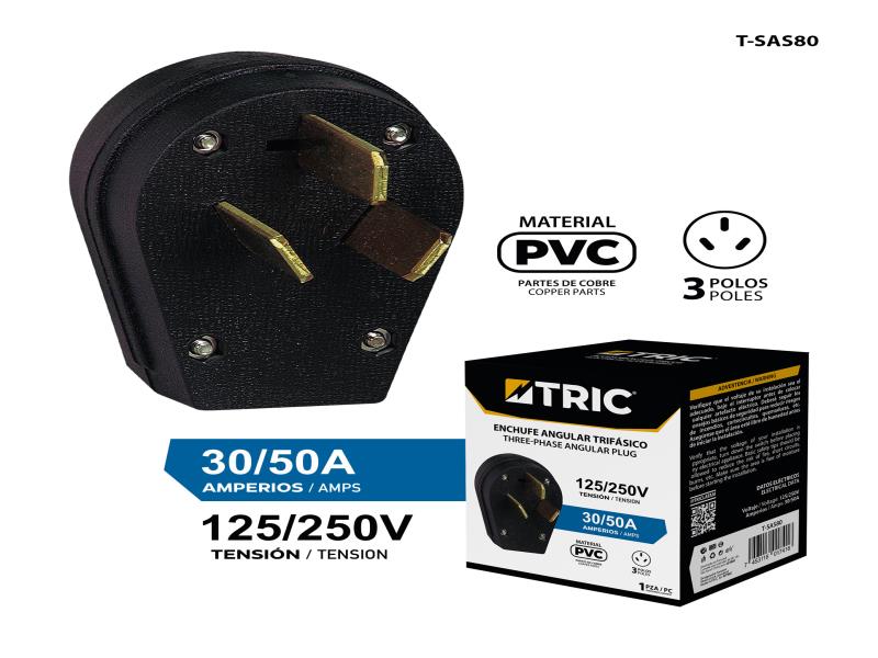 ENCHUFE ELEC ANGULAR 3POLO 30/50AMP-125/220V UNID TRIC