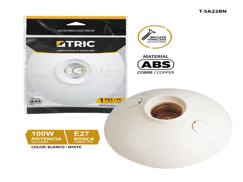 PLAFON PLASTICO ABS BLANCO 100W-E27 UNID TRIC