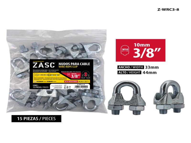 NUDOS PARA CABLE 3/8" HIERRO MALEABLE UNID ZASC