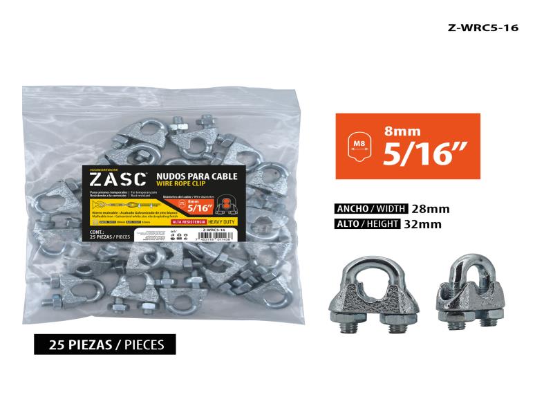 NUDOS PARA CABLE 5/16" HIERRO MALEABLE UNID ZASC