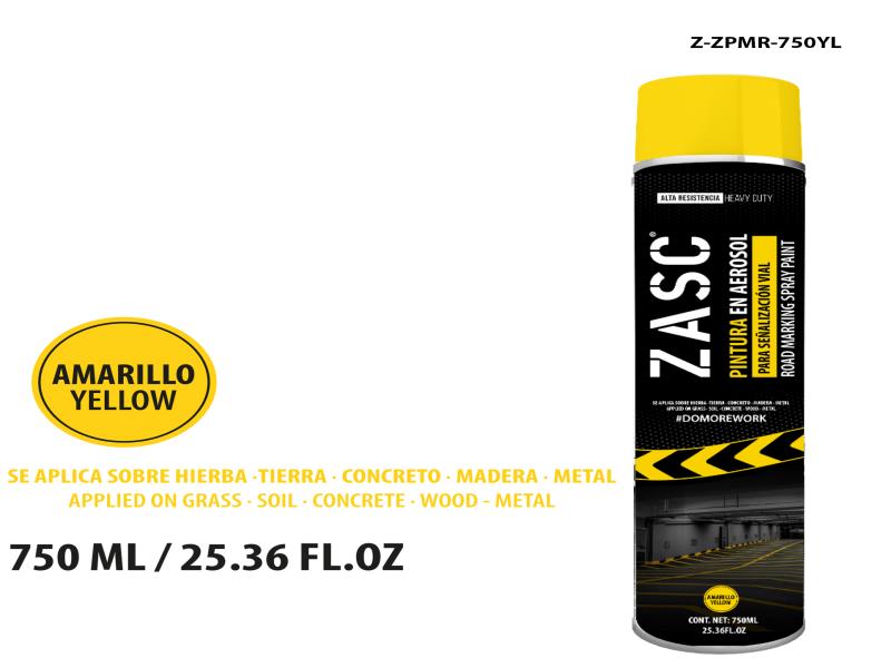 SPRAY PINTURA PARA SEÑALIZACIÓN VIAL 750ML-AMRILLO UNID ZASC