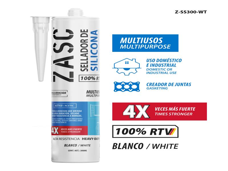 SILICON BLANCO 300ML 100%RTV UNID ZASC