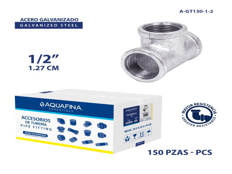 TEE DE ACERO GALVANIZADO 1/2" UNID AQUAFINA
