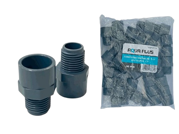 ADAPT. MACHO PVC 1/2" GRIS UNID AQUA PLUS