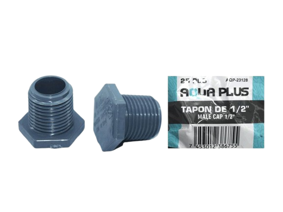 TAPON MACHO PVC 1/2" ROSCADA GRIS UNID AQUA PLUS