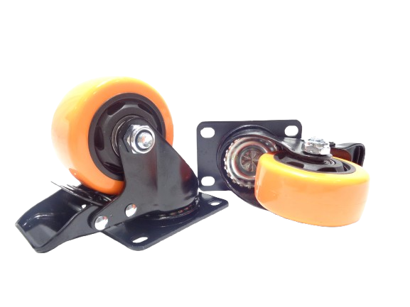 RUEDA GIRATORIA 3" POLIURETANO CON FRENO NARANJA UNID BRICKELL