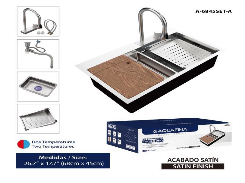 FREGADERO MULTIFUNCIONAL TODO EN UNO SATINADO UNID AQUAFINA