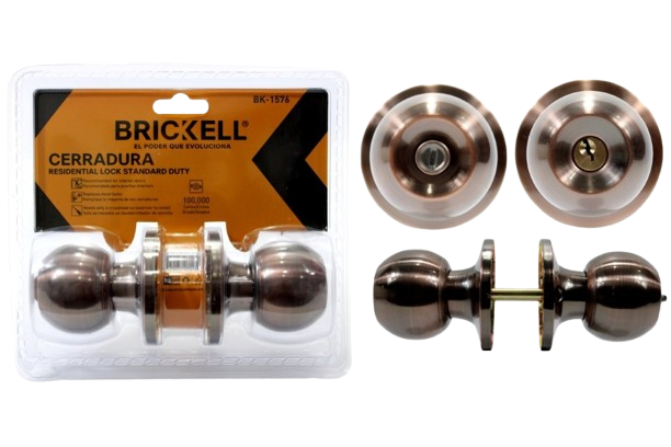 CERRADURA DE POMO CON CILINDRO ACABADO BRONCE UNID BRICKELL