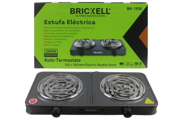ESTUFA DE MESA 2 QUEMADORES 2000W UNID BRICKELL