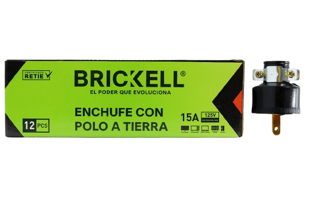 ENCHUFE ELECTRICO GOMA MACHO 15A/125V UNID BRICKELL