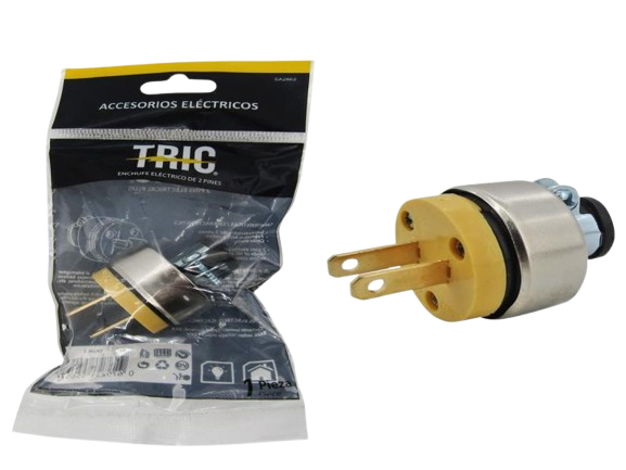 ENCHUFE METALICO MACHO 2 PINES UNID TRIC