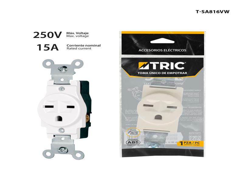 TOMA CORRIENTE SENCILLO TIPO CHINO 15A/250V UNID TRIC