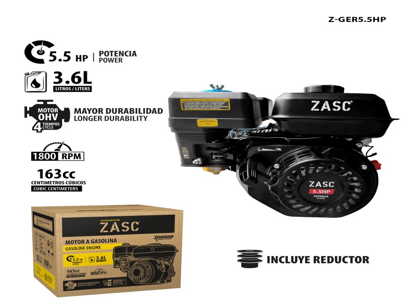 MOTOR A GASOLINA 5.5HP-3.6L 4 TIEMPOS UNID ZASC