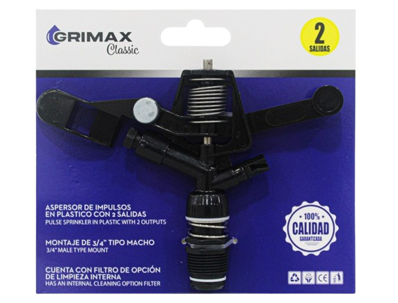 ASPERSOR DE IMPULSOS 3/4" ROSCA HEMBRA 2 SALIDAS UNID GRIMAX