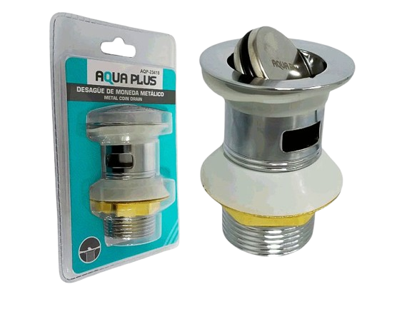 DESAGUE DE MONEDA METALICO CROMADO 9X6CM UNID AQUA PLUS