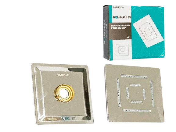 DUCHA CUADRADA FINA 4" LUJO UNID AQUA PLUS