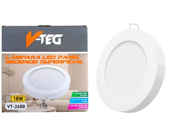 LAMPARA LED PANEL REDONDO SUPERFICIAL 18W 20X20CM UNID V-TEG