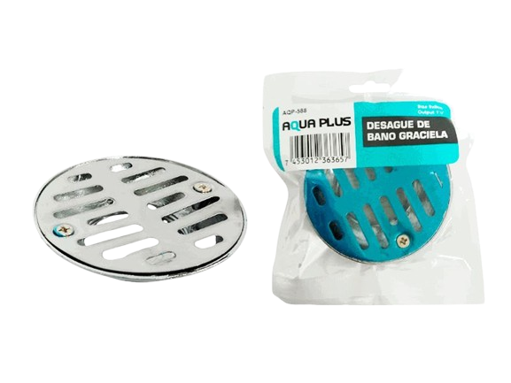 REJILLA DESAGÜE DE PISO CROMADA 9X9CM UNID AQUA PLUS