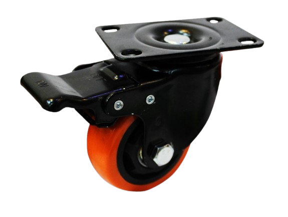 RUEDA GIRATORIA 3" POLIURETANO CON FRENO NARANJA UNID S/M