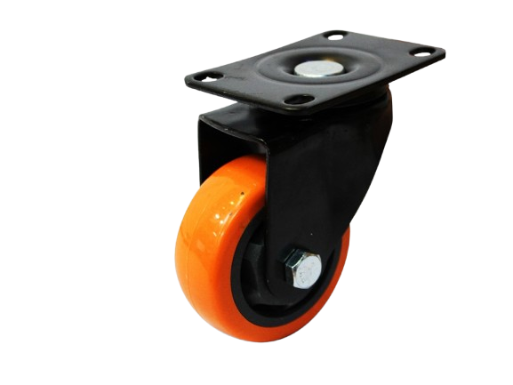 RUEDA GIRATORIA 3" POLIURETANO SIN FRENO NARANJA UNID S/M